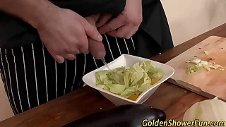 Pee drinking ho gulps cum